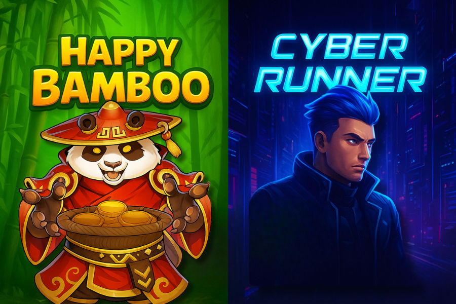 happy bamboo and cyber runner recently released slots